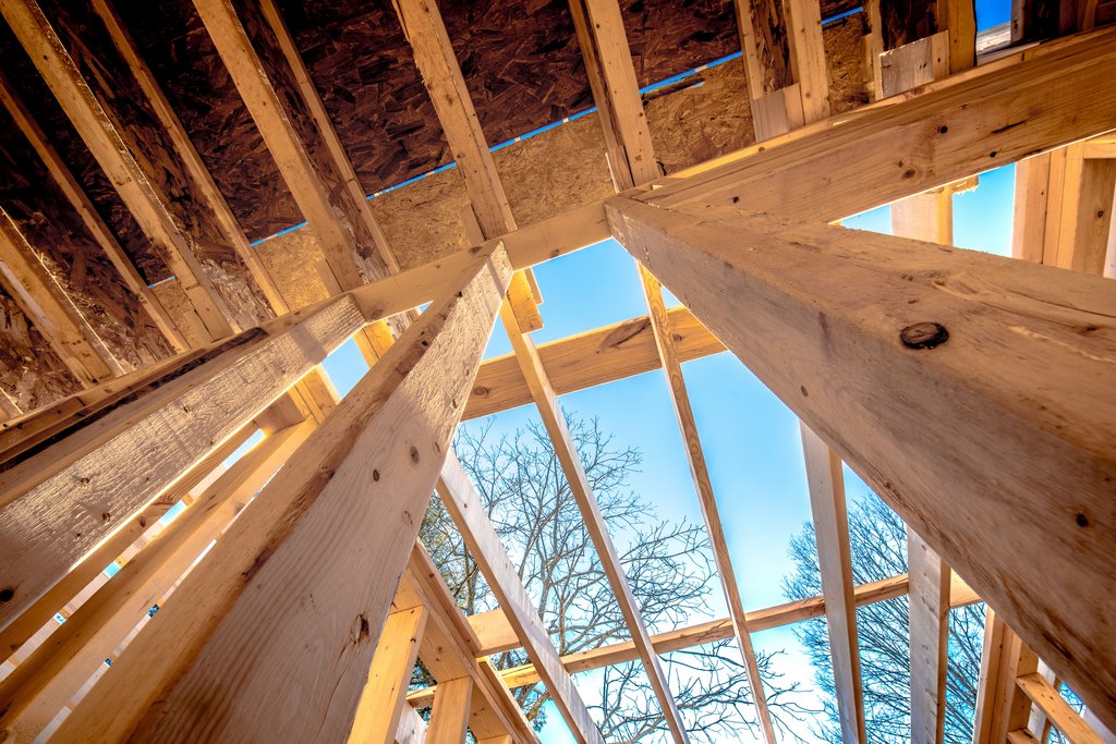 Ausschnitt von einem Hausgerüst aus Holz